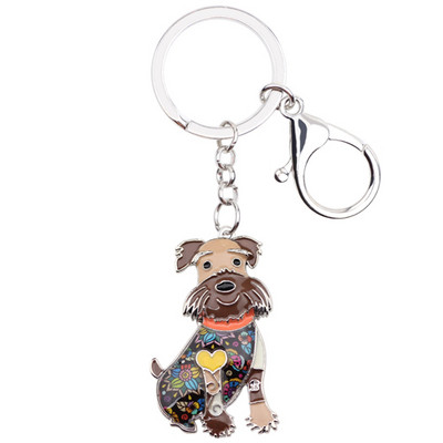 Bonsny Animal Zománc Schnauzer Kutya Kulcstartók Női Kulcstartók Ajándék Lányoknak Kézitáska Bűbájok Kulcstartók Autós Kulcs Bábuk Ékszerek
