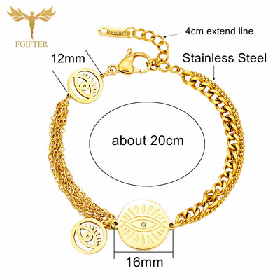 Turkija Madingi papuošalai Blogų akių apyrankės Daugiasluoksnės auksinės nerūdijančio plieno grandinėlės Kubos saitas Moterų Vyriški Lucky Amulet Priedai