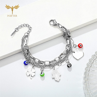 Turkija Madingi papuošalai Blogų akių apyrankės Daugiasluoksnės auksinės nerūdijančio plieno grandinėlės Kubos saitas Moterų Vyriški Lucky Amulet Priedai