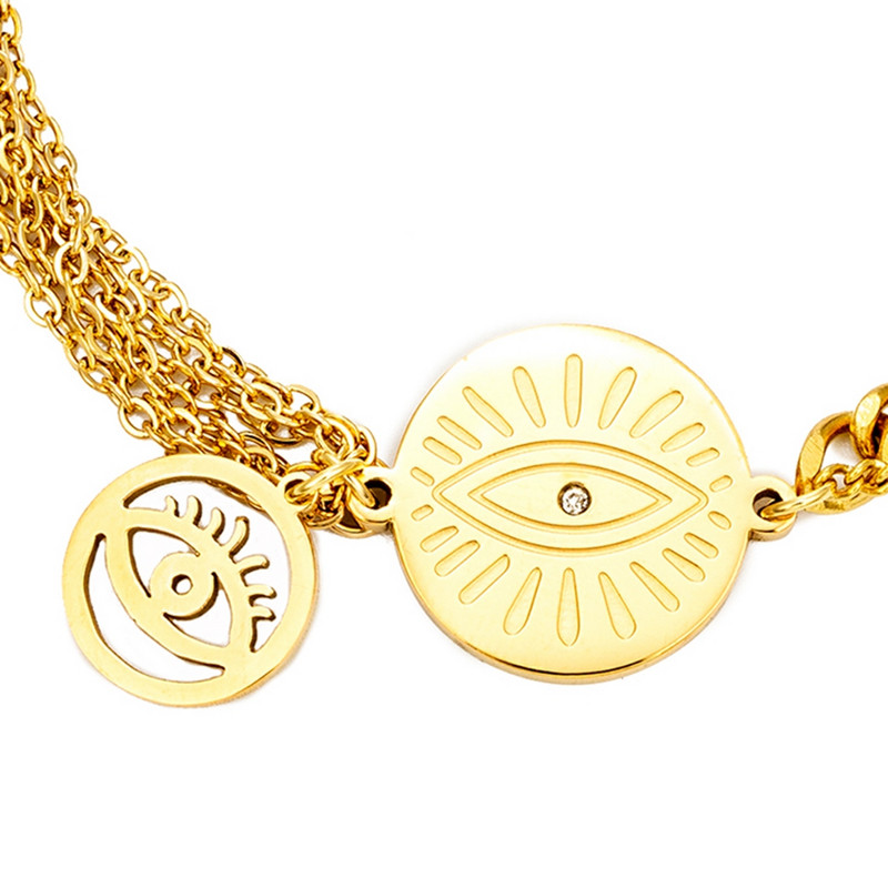 Turkija Madingi papuošalai Blogų akių apyrankės Daugiasluoksnės auksinės nerūdijančio plieno grandinėlės Kubos saitas Moterų Vyriški Lucky Amulet Priedai