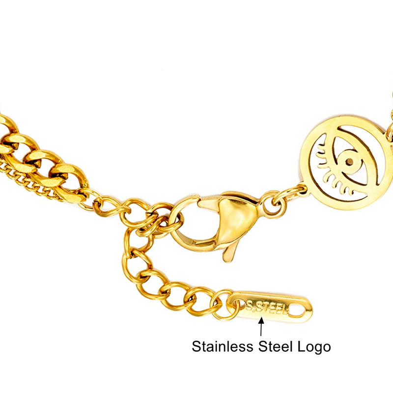 Turkija Madingi papuošalai Blogų akių apyrankės Daugiasluoksnės auksinės nerūdijančio plieno grandinėlės Kubos saitas Moterų Vyriški Lucky Amulet Priedai