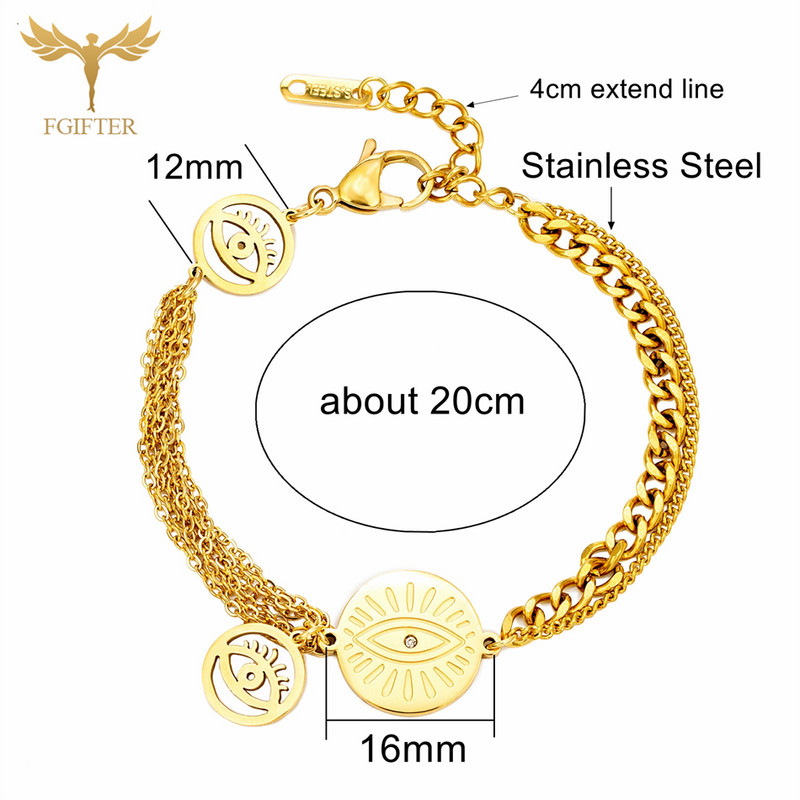Turkija Madingi papuošalai Blogų akių apyrankės Daugiasluoksnės auksinės nerūdijančio plieno grandinėlės Kubos saitas Moterų Vyriški Lucky Amulet Priedai