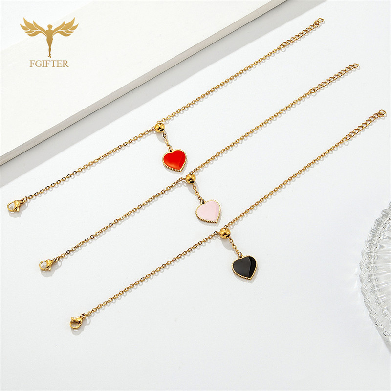 Romantične viseće narukvice s privjescima u obliku srca ljubavi za žene Djevojke Zlatni lanac od nehrđajućeg čelika Nakit Dodaci Vjenčani dar za par