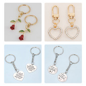 2 bucăți cu dragoste text simbolic breloc aliaj flori trandafiri breloc în formă de inimă bijuterii Ziua Îndrăgostiților cadouri pentru cupluri