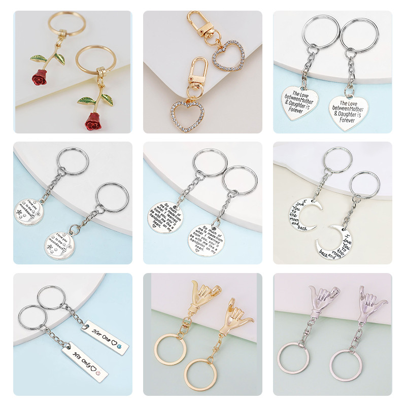 2 bucăți cu dragoste text simbolic breloc aliaj flori trandafiri breloc în formă de inimă bijuterii Ziua Îndrăgostiților cadouri pentru cupluri