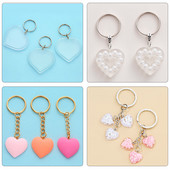 2 buc/3 buc lanț de chei în formă de inimă de culoare bomboană, rame foto transparente în formă de inimă, breloc pentru femei, cadou de Ziua Îndrăgostiților