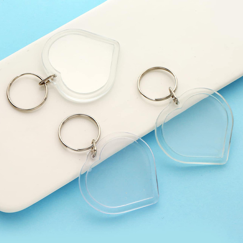 2 buc/3 buc lanț de chei în formă de inimă de culoare bomboană, rame foto transparente în formă de inimă, breloc pentru femei, cadou de Ziua Îndrăgostiților