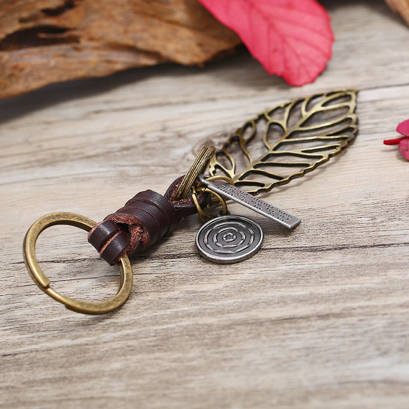 Stil vintage, aliaj de bronz, frunze goale, brelocuri pentru mașini, bărbați, femei, genți, brelocuri, lanț chei, pandantiv, accesoriu, bijuterii de modă, cadouri