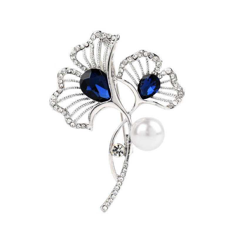 Broșe cu frunze de ginkgo cu plante pentru femei, broșă cu perle, accesorii clasice de bijuterii pentru petrecere.