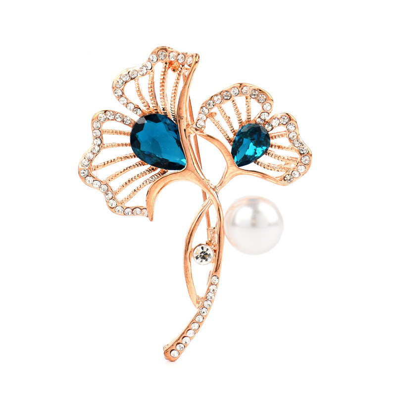 Broșe cu frunze de ginkgo cu plante pentru femei, broșă cu perle, accesorii clasice de bijuterii pentru petrecere.