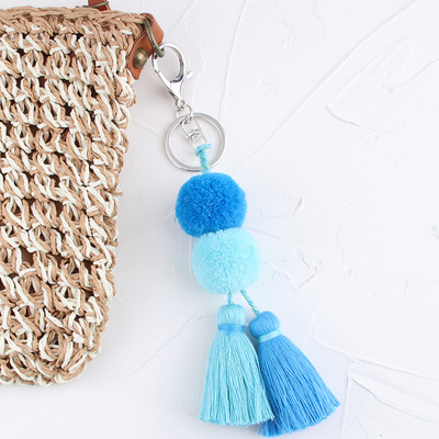 Breloc cu ciucuri cu pompon colorat, lucrat manual, breloc boem pentru femei, accesorii pentru geantă Boho, suport cheie, cadouri, bijuterii