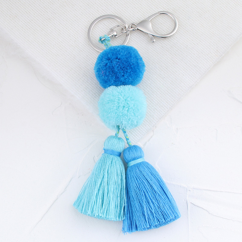 Breloc cu ciucuri cu pompon colorat, lucrat manual, breloc boem pentru femei, accesorii pentru geantă Boho, suport cheie, cadouri, bijuterii
