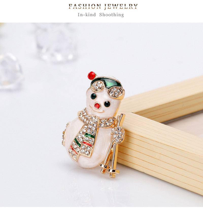 Moda 1 buc. Broșe minunate de om de zăpadă emailate pentru femei, cu strasuri, de Crăciun, de Anul Nou, ace, cadouri