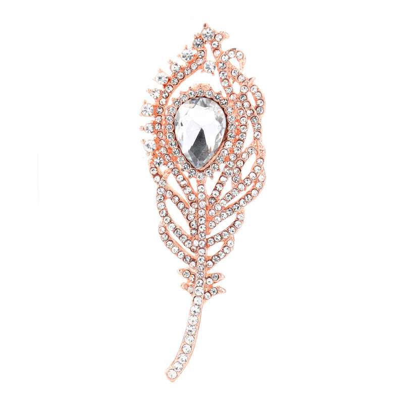 Broșe cu pene cu stras pentru femei, 3 culori, clasice, frunze, flori, broșă de birou, ace, cadouri