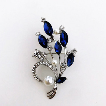 Xingyunday Leaf Crystal Pearl Brooch Female 2021 Fashion New Jacket Pin Popular Temperament Sweet Clothing Accessory