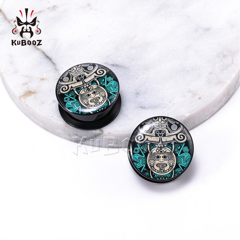 KUBOOZ Desene animat Hârtie acrilică Bărbat dopuri pentru urechi Piercing pentru corp Bijuterii Cercei Tuneluri Calibre Expansoare Stretchers 6-30mm 2BUC