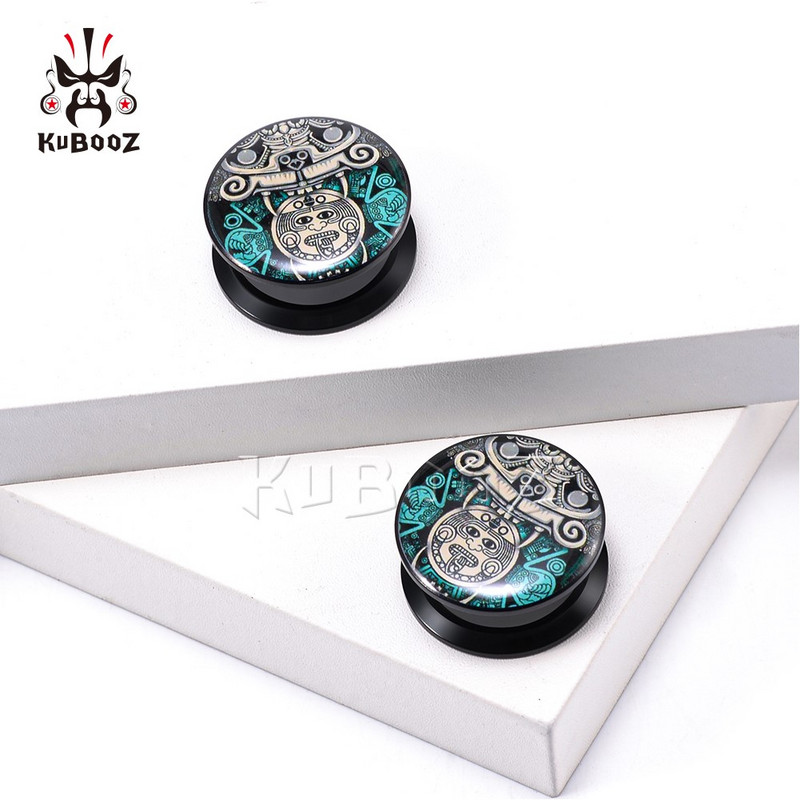 KUBOOZ Desene animat Hârtie acrilică Bărbat dopuri pentru urechi Piercing pentru corp Bijuterii Cercei Tuneluri Calibre Expansoare Stretchers 6-30mm 2BUC