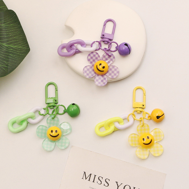 Makersland Színes Aranyos Smiley Arc Virág Kulcstartó Hátizsák Kulcsfüggő Kulcstartó Kulcstartók Kiegészítők Kulcstartó Bűbáj Ajándékok