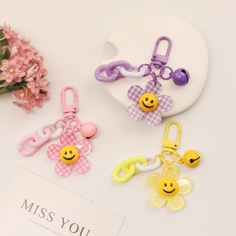 Makersland Színes Aranyos Smiley Arc Virág Kulcstartó Hátizsák Kulcsfüggő Kulcstartó Kulcstartók Kiegészítők Kulcstartó Bűbáj Ajándékok