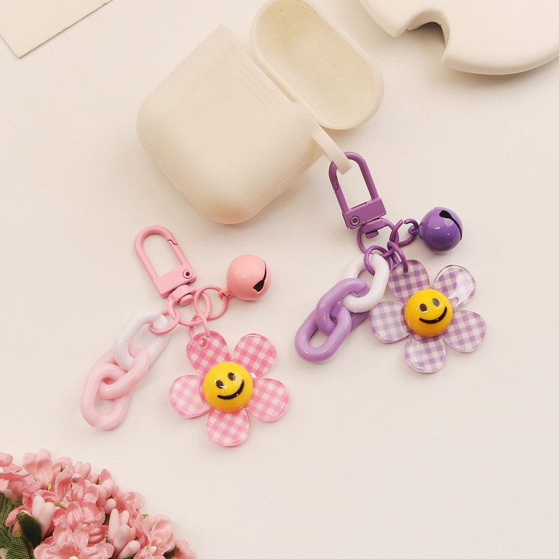 Makersland Színes Aranyos Smiley Arc Virág Kulcstartó Hátizsák Kulcsfüggő Kulcstartó Kulcstartók Kiegészítők Kulcstartó Bűbáj Ajándékok