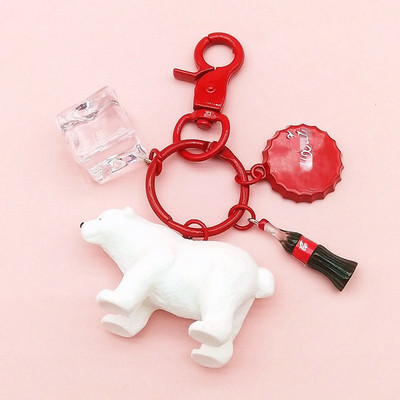 Breloc cub de gheață pentru urs polar, pandantiv, sticlă de cola, breloc de mașină cu animale, breloc pentru geantă, pandantiv, cadou de modă, brelocuri K4219