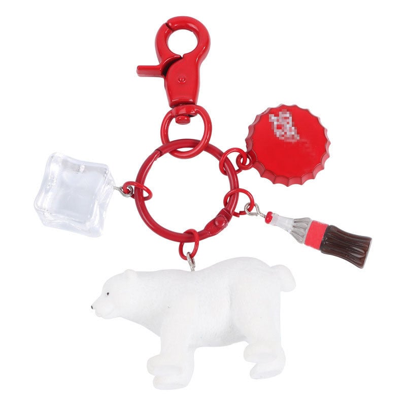 Breloc cub de gheață pentru urs polar, pandantiv, sticlă de cola, breloc de mașină cu animale, breloc pentru geantă, pandantiv, cadou de modă, brelocuri K4219