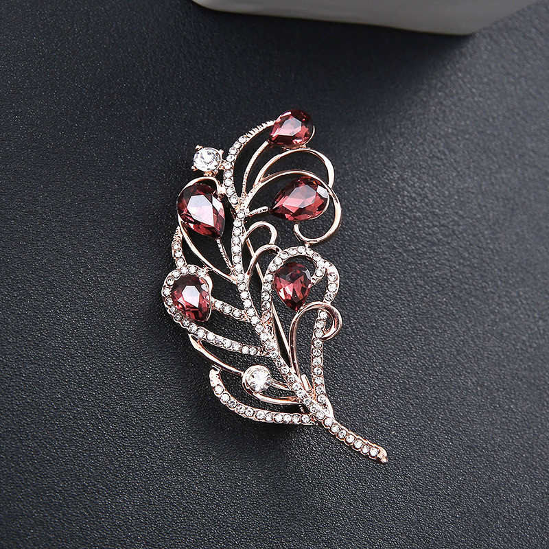 Cristal Strass Pene De Păun Broșă Femei Eșarfă Pin Pentru Costum Rochie Bijuterii Costume Moda Cadou