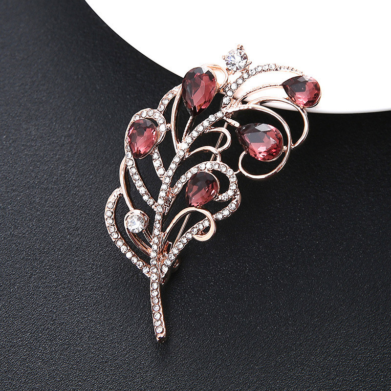 Cristal Strass Pene De Păun Broșă Femei Eșarfă Pin Pentru Costum Rochie Bijuterii Costume Moda Cadou