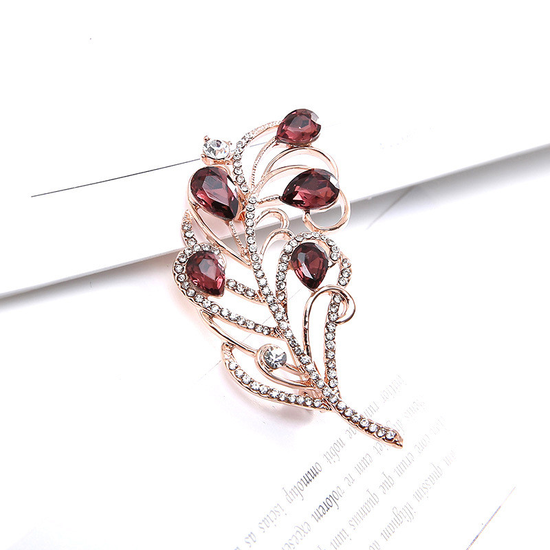 Cristal Strass Pene De Păun Broșă Femei Eșarfă Pin Pentru Costum Rochie Bijuterii Costume Moda Cadou