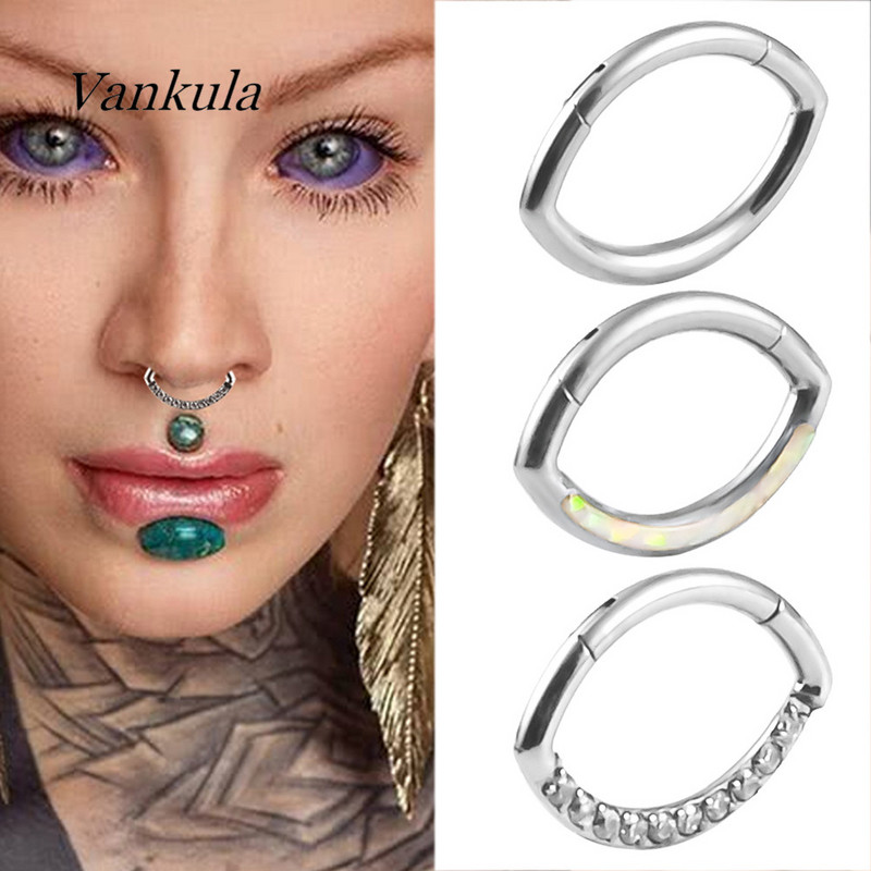 Vankula 1 DB G23 titán szem alakú szegmens gyűrűk fülporc Tragus Helix ajakpiercing orrgyűrűk Clicker septum