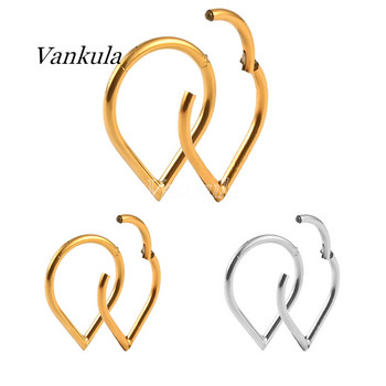 Vankula 1PCS 316L неръждаема стомана Teardrop Segment Rings Hoop Ушен хрущял Трагус Пиърсинг Нос Зърна Пръстени PVD злато