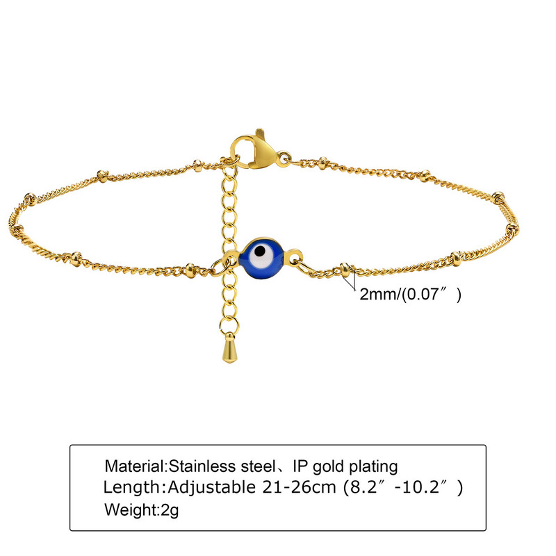 Evil Eye bokalánc karkötő nőknek, állítható rozsdamentes acél török szerencselánc bohém bohém , réteges ékszerek