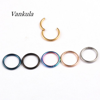 Vankula 2PCS 6-14 mm малък тънък нос от хирургическа стомана, устна, ухо, отворен пръстен с обръч 0 тип обръч, пиърсинг, бижута за тяло, 6 цвята