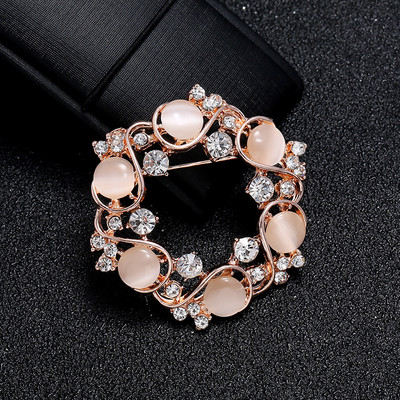 Xingyunday Cat Eye Steen Broche Pin Broche Bloem Parel Broche kiegészítők Kleding Bruiloft Sieraden Natuursteen Uil Kat Broches