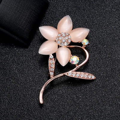 Xingyunday Cat Eye Steen Broche Pin Broche Bloem Parel Broche kiegészítők Kleding Bruiloft Sieraden Natuursteen Uil Kat Broches