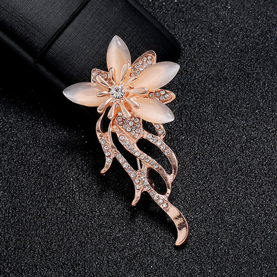 Xingyunday Cat Eye Steen Broche Pin Broche Bloem Parel Broche kiegészítők Kleding Bruiloft Sieraden Natuursteen Uil Kat Broches