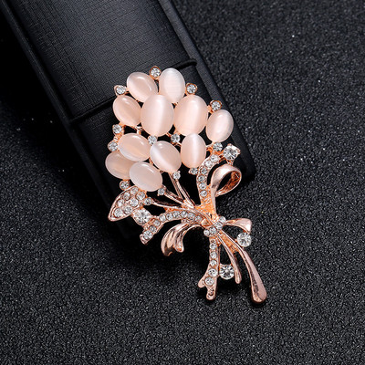 Xingyunday Cat Eye Steen Broche Pin Broche Bloem Parel Broche kiegészítők Kleding Bruiloft Sieraden Natuursteen Uil Kat Broches