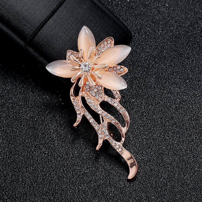 Xingyunday Cat Eye Steen Broche Pin Broche Bloem Parel Broche kiegészítők Kleding Bruiloft Sieraden Natuursteen Uil Kat Broches