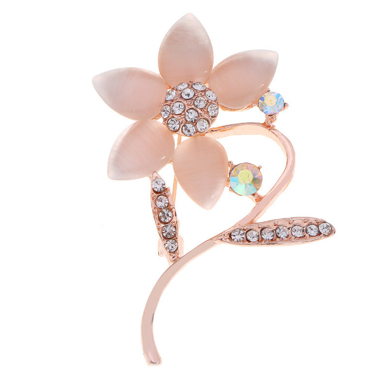 Xingyunday Cat Eye Steen Broche Pin Broche Bloem Parel Broche kiegészítők Kleding Bruiloft Sieraden Natuursteen Uil Kat Broches