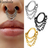 Vankula 1 buc Lanț pentru nas Nariz Ball Naz Stud Decorare Cercei Piercing Nariz Pircing Septum Dublu Inel Piercing Nas