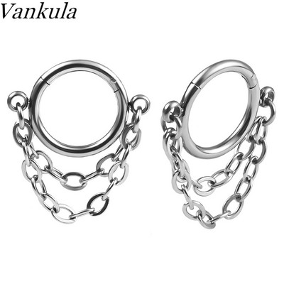 Vankula 1 buc Lanț pentru nas Nariz Ball Naz Stud Decorare Cercei Piercing Nariz Pircing Septum Dublu Inel Piercing Nas