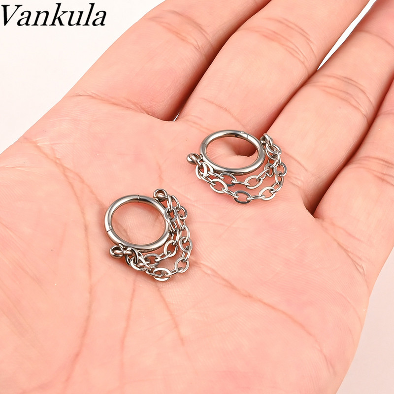 Vankula 1 buc Lanț pentru nas Nariz Ball Naz Stud Decorare Cercei Piercing Nariz Pircing Septum Dublu Inel Piercing Nas