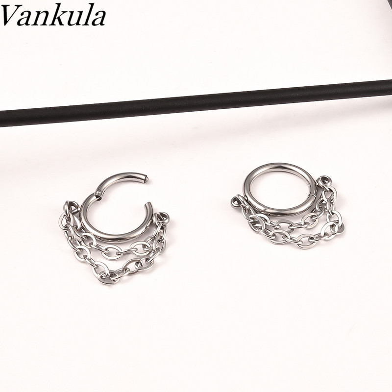 Vankula 1 buc Lanț pentru nas Nariz Ball Naz Stud Decorare Cercei Piercing Nariz Pircing Septum Dublu Inel Piercing Nas