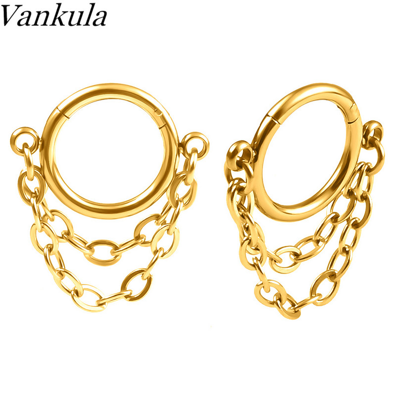 Vankula 1 buc Lanț pentru nas Nariz Ball Naz Stud Decorare Cercei Piercing Nariz Pircing Septum Dublu Inel Piercing Nas