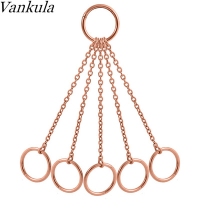 Vankula 6 prstenova s lančićima Naušnice s manžetama za uho Čelične hrskavice Hoop Nits Helix Tragus Piercing Uho Ženski nakit za tijelo