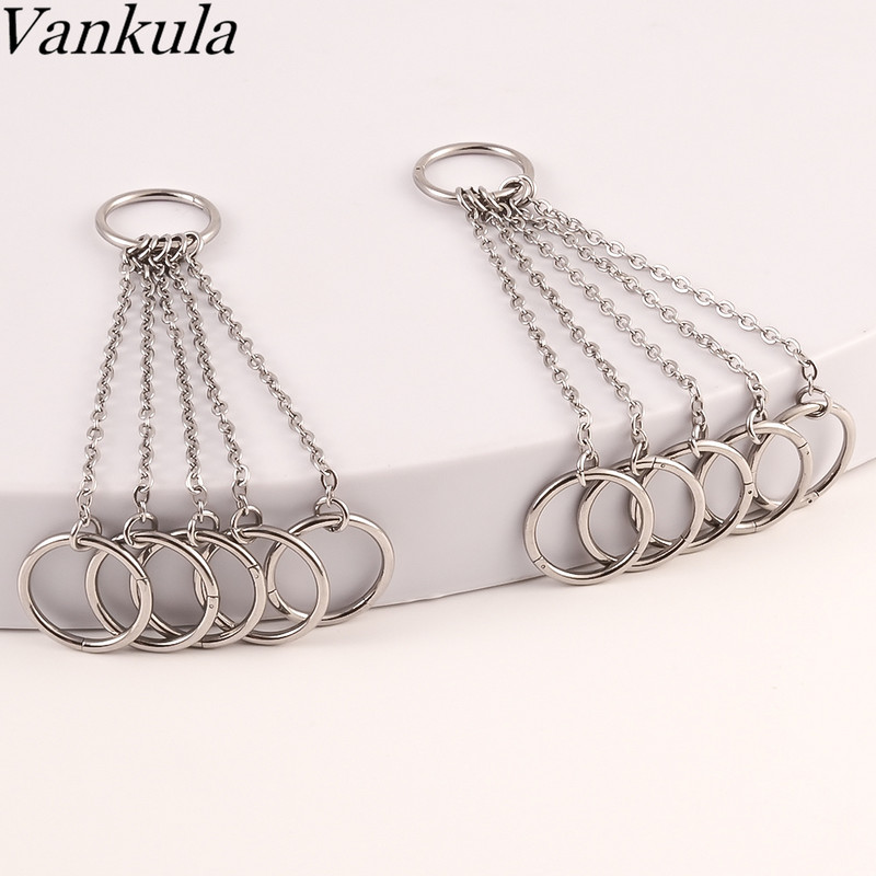 Vankula 6 prstenova s lančićima Naušnice s manžetama za uho Čelične hrskavice Hoop Nits Helix Tragus Piercing Uho Ženski nakit za tijelo