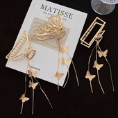 2021 noi femei elegante, auriu, geometric, metal, fluture, agrafe de păr vintage, bentiță, ac accesorii de păr la modă
