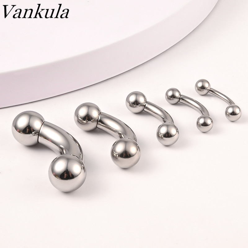 Vankula 1 buc din oțel inoxidabil 316L Piercing intern pentru sprâncene Banana dublă bilă curbată Barbell piercing bijuterii