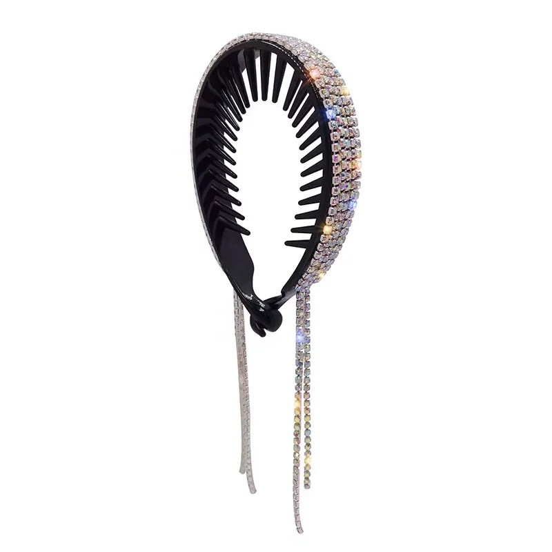 Bentite cu ciucuri cu stras strălucitor pentru femei, bentiță de păr de cristal, temperament, accesorii de păr agățate, bijuterii de nuntă de mireasă