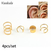 Vankula New Fashion Manșete de urechi mici și subțiri Manșete de urechi pentru urechi neperforate Cercei de cartilaj fals din oțel inoxidabil pentru femei sau bărbați